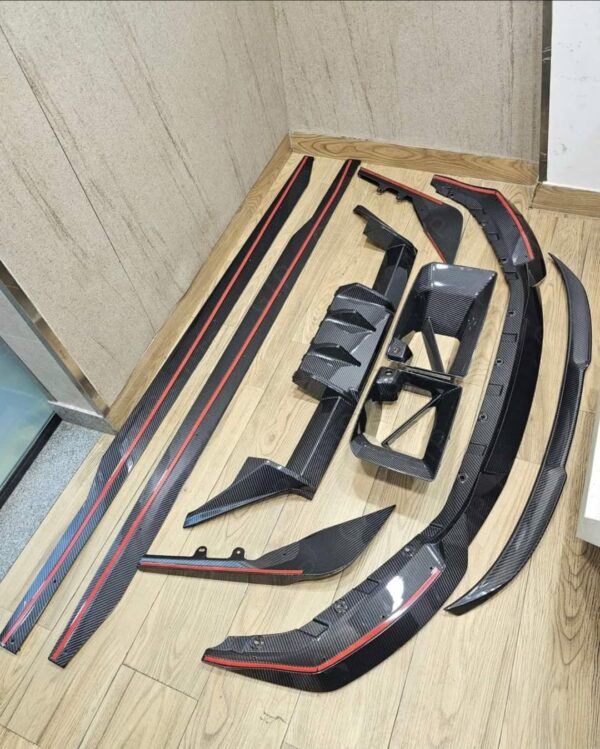 Front Lip Bumper Ducts Side Skirts Mirror Caps Rear Diffuser Trunk Lip Spoiler - Image 3