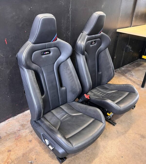 BMW F82 M4CS Front Seate  These are out of a 2019 F82 M4CS.  Alcantara and Leather with comp cutout. Heated power seats. Fits F chassis coupe only. Plug and play for F82 M4. Driver side seat belt buckle needs to be replaced. - Image 2