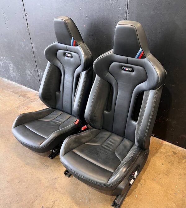 BMW F82 M4CS Front Seate  These are out of a 2019 F82 M4CS.  Alcantara and Leather with comp cutout. Heated power seats. Fits F chassis coupe only. Plug and play for F82 M4. Driver side seat belt buckle needs to be replaced. - Image 3