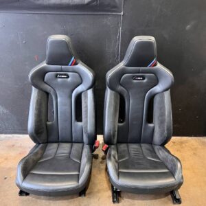 BMW F82 M4CS Front Seate  These are out of a 2019 F82 M4CS.  Alcantara and Leather with comp cutout. Heated power seats. Fits F chassis coupe only. Plug and play for F82 M4. Driver side seat belt buckle needs to be replaced.