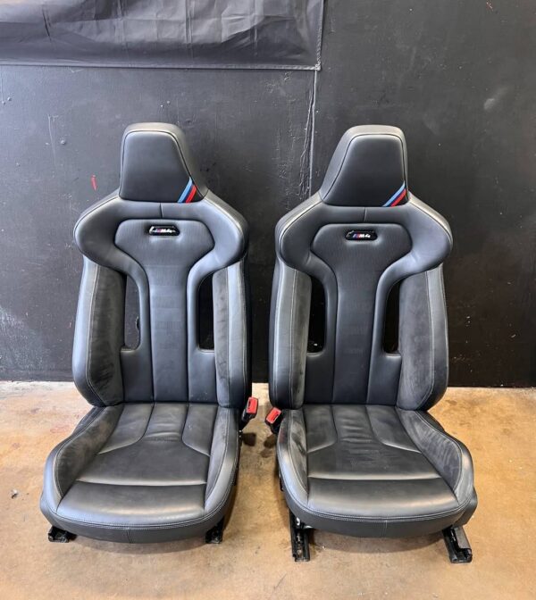 BMW F82 M4CS Front Seate  These are out of a 2019 F82 M4CS.  Alcantara and Leather with comp cutout. Heated power seats. Fits F chassis coupe only. Plug and play for F82 M4. Driver side seat belt buckle needs to be replaced.