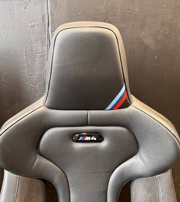 BMW F82 M4CS Front Seate  These are out of a 2019 F82 M4CS.  Alcantara and Leather with comp cutout. Heated power seats. Fits F chassis coupe only. Plug and play for F82 M4. Driver side seat belt buckle needs to be replaced. - Image 6