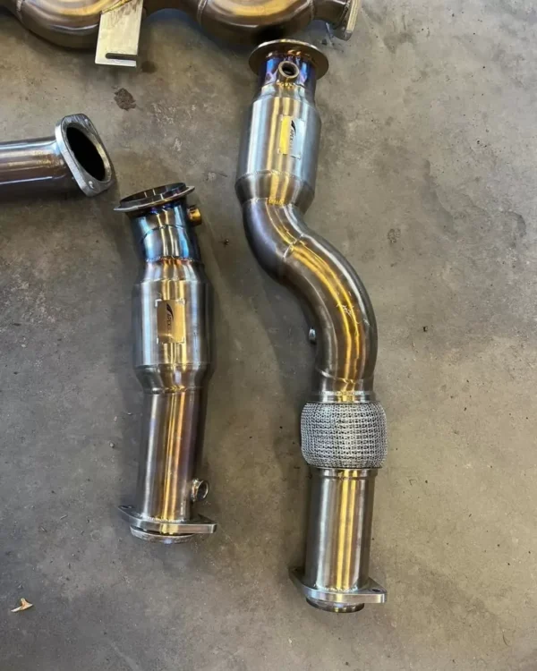 Active autowerkes equal length mid pipe and apex resonated down pipes with mini pipes approximately 2000 miles.  Active autowerkes mid pipe  Apex down pipes - Image 3